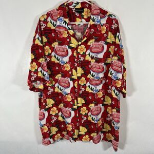 Southern Comfort Hawaiian Shirt Mens XL Red Rayon Floral AOP Designs By Anthony